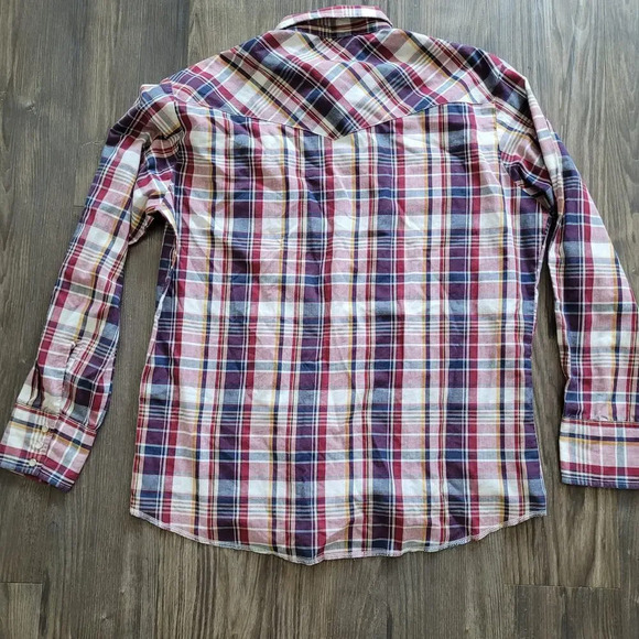 Wrangler Men's Button-Up Shirt Size L Multicolor Pearl Snap Cotton Long Sleeves - Picture 2 of 7